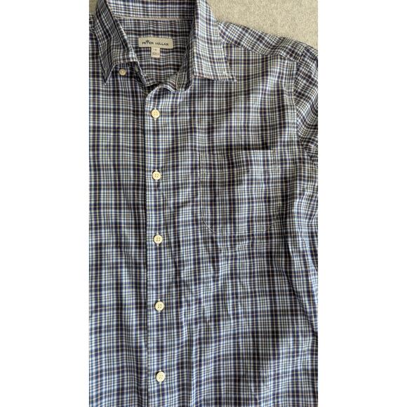 PETER MILLAR Shirt Small Blue Plaid Long Sleeve Button Down Casual Lightweight - Picture 2 of 6